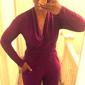 Wideleg long sleeve jumpuit